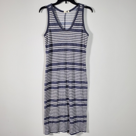GAP Blue & White Stripe Knit Midi Dress Size Medium - Picture 3 of 6